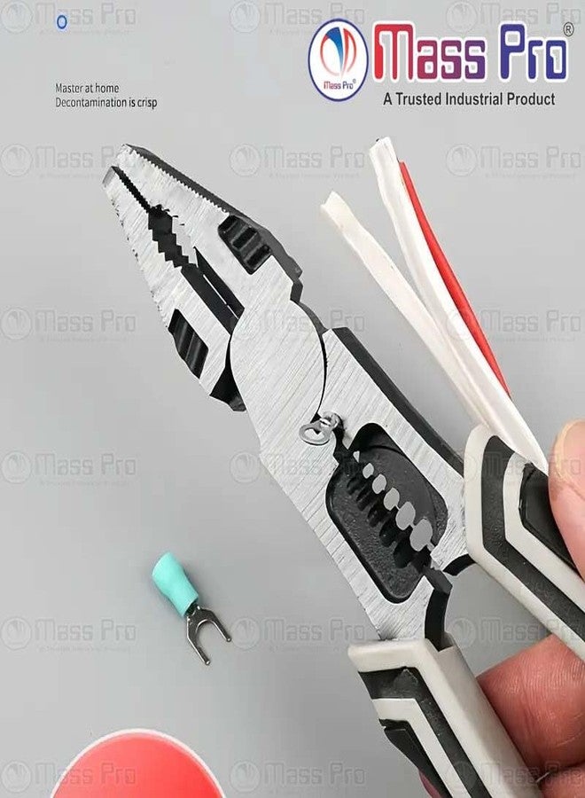 Mass Pro Multipurpose Lineman Plier with Gripping Cutter Wrench Crimping & Wire Stripper Fuction | Multi Wire Cutter (Length - 8 inch) - Image 5